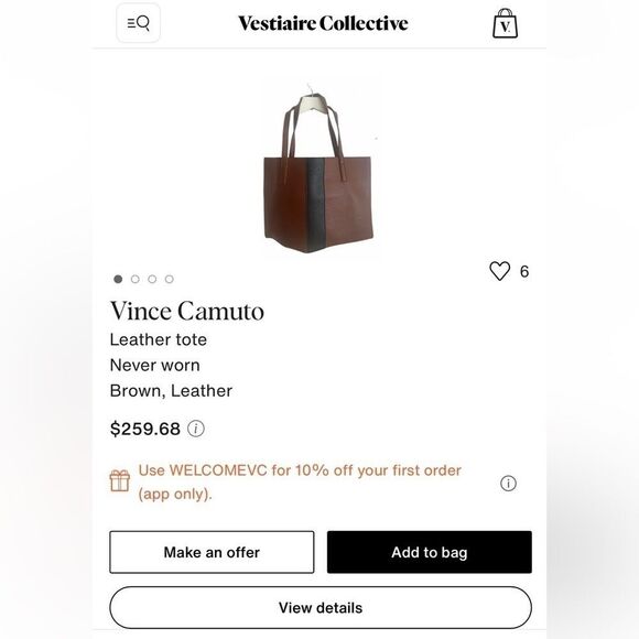 Vince Camuto Leather tote
Never worn Brown, Leather - Picture 5 of 5